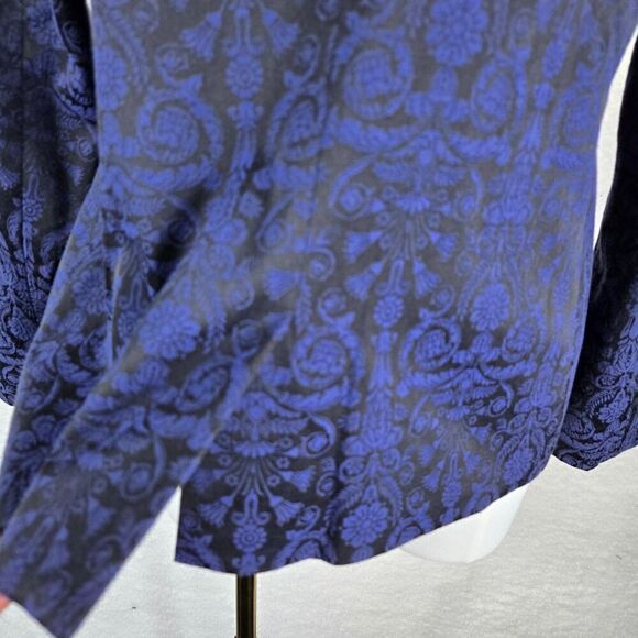Chico's Embroidered Jacquard Blazer Sz 0 Office Siren Corpcore Preppy Glam - Picture 9 of 10